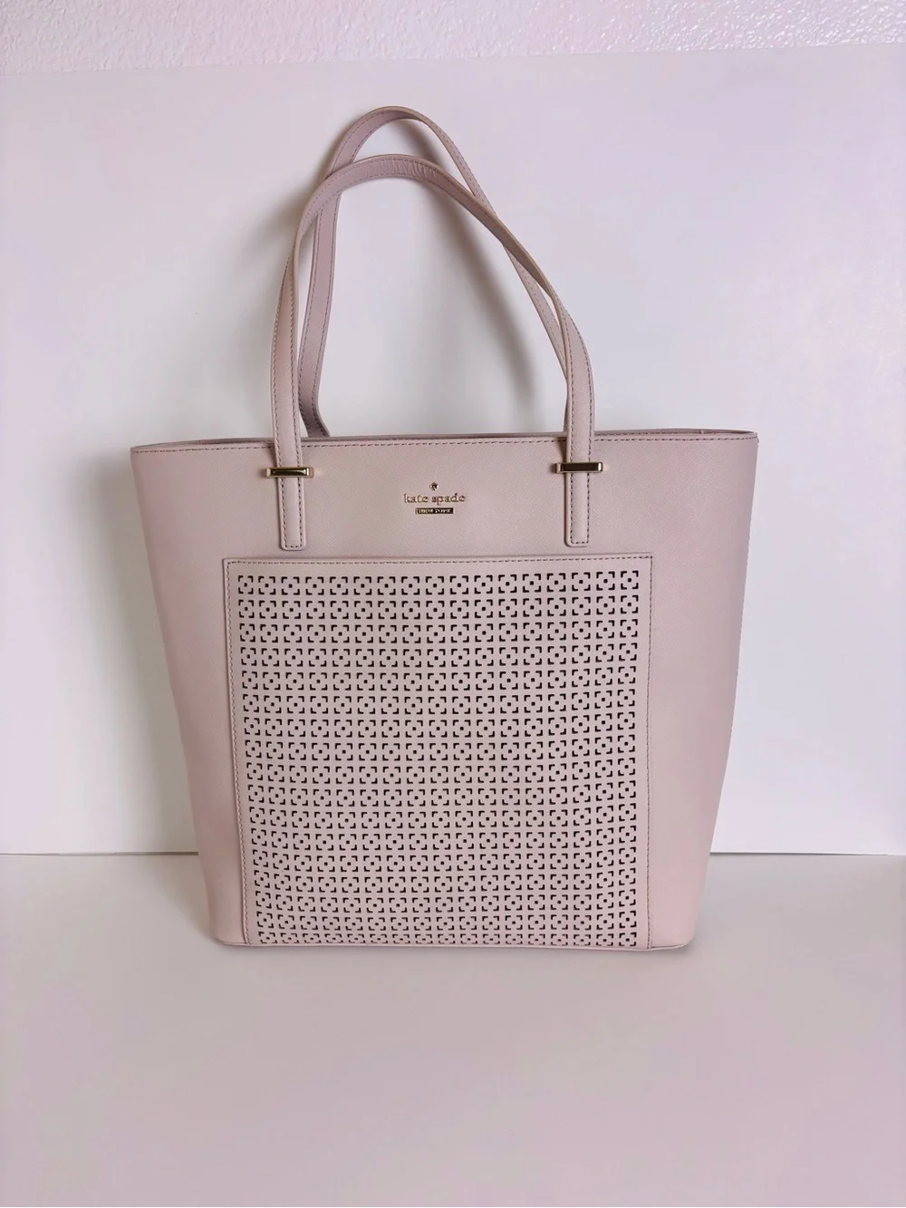Kate Spade Cedar Street Perforated Tayler Tote Beige Handbag Bag